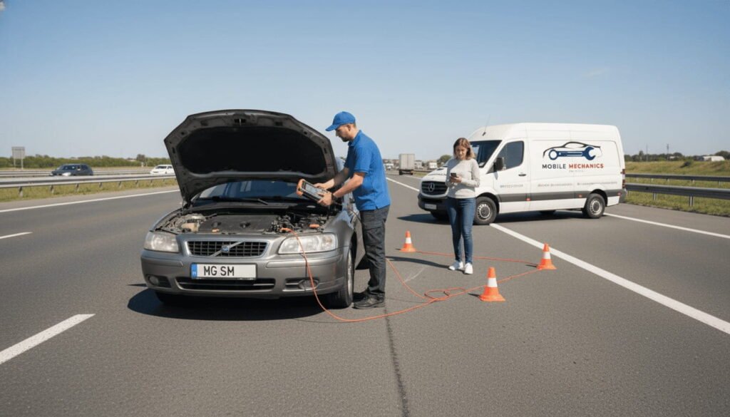 Mobile Auto Repair Expert Working on Car Engine roadside Baltimore