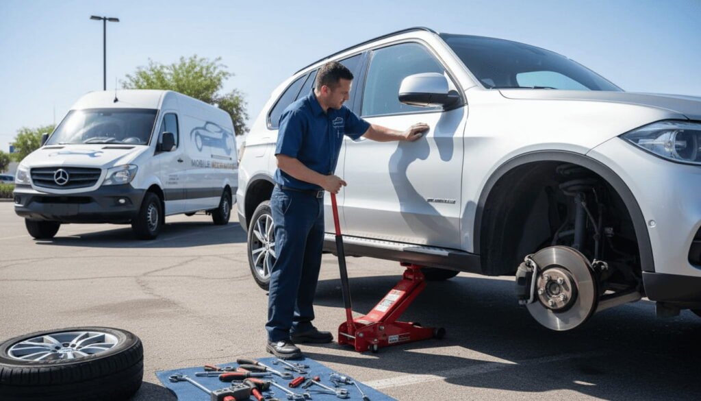 On Site Auto Specialist Replacing Brake Pads in Baltimore
